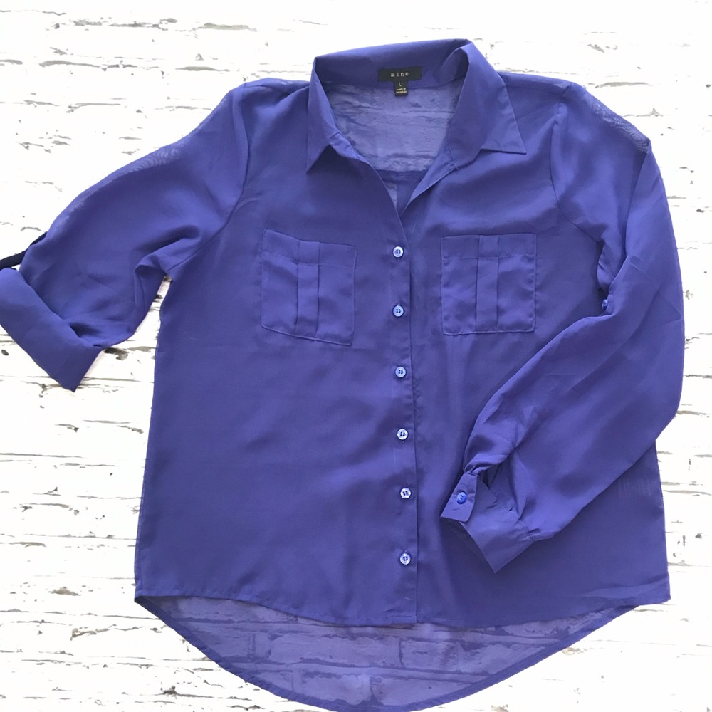 NWOT {m i n e} Sheer Hi-Lo Blouse
